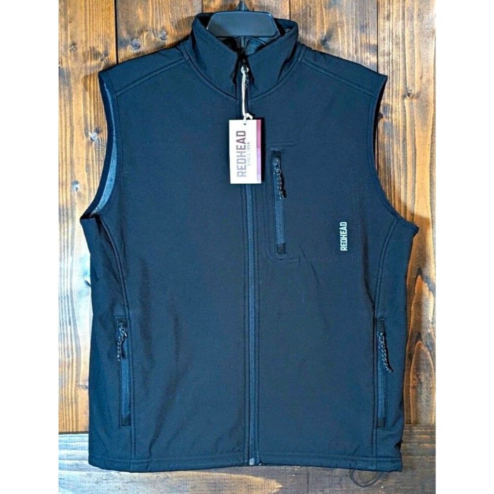 RedHead RH Softshell Vest Mens M Black Full Zip Water-Resistant Pockets NWT